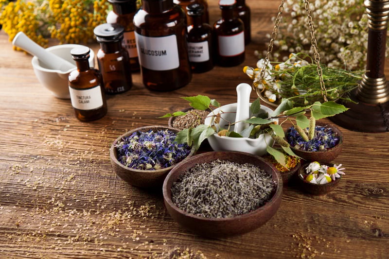 Kräuter und Moerser